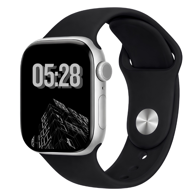 Apple Watch Series 10 46mm Aluminium GPS + Cellular Silver with Black Sport Band (100% Battery) - Premium Pre-owned