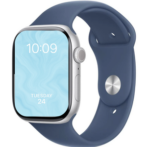 Apple Watch Series 10 GPS 46mm Aluminium Silver with Denim Sport Band (100% Battery Health) - Excellent Pre-owned
