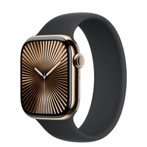 Apple Watch Series 10 GPS + Cellular 46mm Titanium Gold with Black Sport Band (M/L) - Excellent Pre-owned