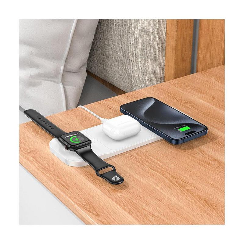 Hoco 3 in 1 CQ5 Wireless Fast Charger White- Brand New