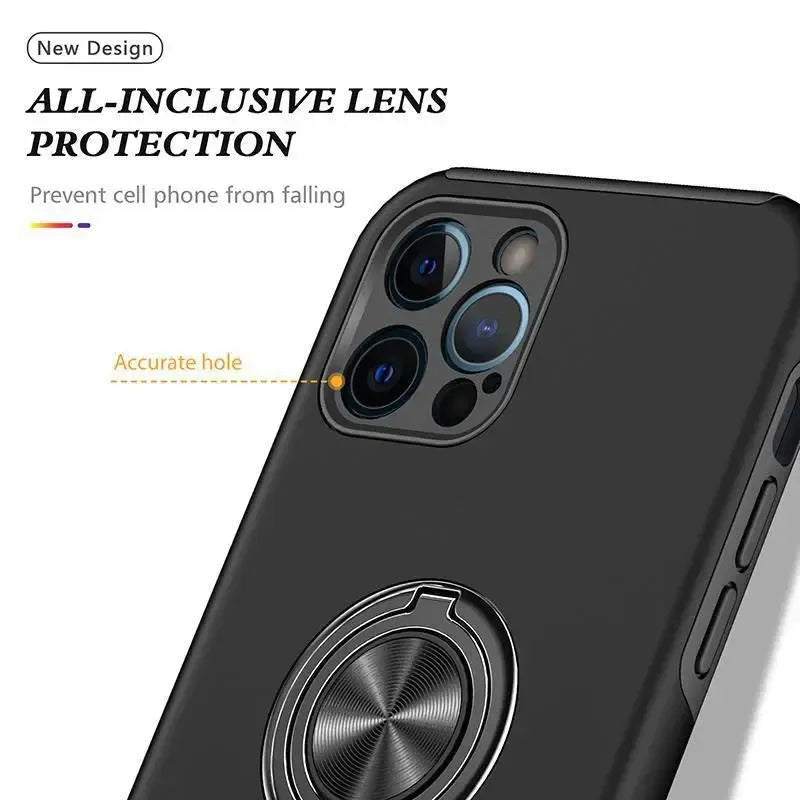 Kinglink Mag Ring Case With Kickstand for Samsung Galaxy S21FE - Black