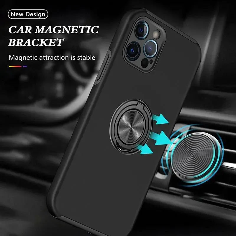 Kinglink Mag Ring Case With Kickstand for Samsung Galaxy S21FE - Black