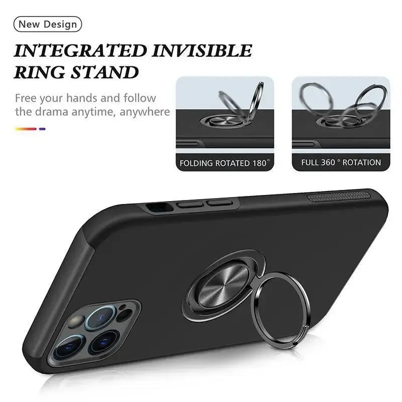Kinglink Mag Ring Case With Kickstand for Samsung Galaxy S21FE - Black