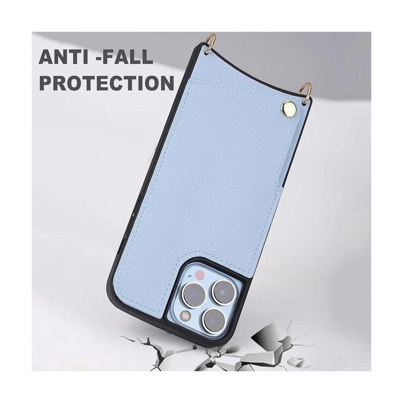 Leather Back Phone Case with Strap for iPhone 11 Pro - Beige