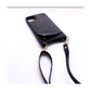 Leather Back Phone Case with Strap for iPhone 14 Pro Max - Black