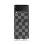 Luxury Lattice Pattern PU Hard Back Cover Case For Samsung Z Flip 4 - Black