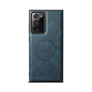 Magnetic Card Slots PU Leather Case for Samsung Galaxy Note 20 Ultra - Blue