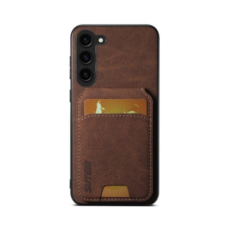 Magnetic Card Slots PU Leather Case for Samsung Galaxy S23 - Brown