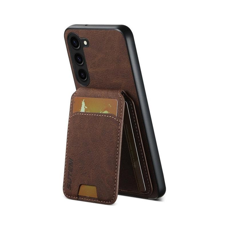 Magnetic Card Slots PU Leather Case for Samsung Galaxy S23 - Brown