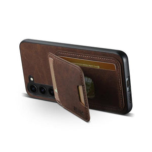 Magnetic Card Slots PU Leather Case for Samsung Galaxy S24 - Brown