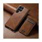 Magnetic Card Slots PU Leather Case for Samsung Galaxy S24 Ultra - Brown