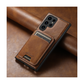 Magnetic Card Slots PU Leather Case for Samsung Galaxy S24 Ultra - Brown