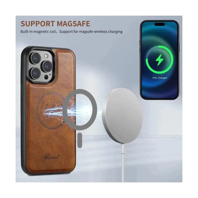 Magnetic Card Slots PU Leather Case for iPhone 15 - Blue