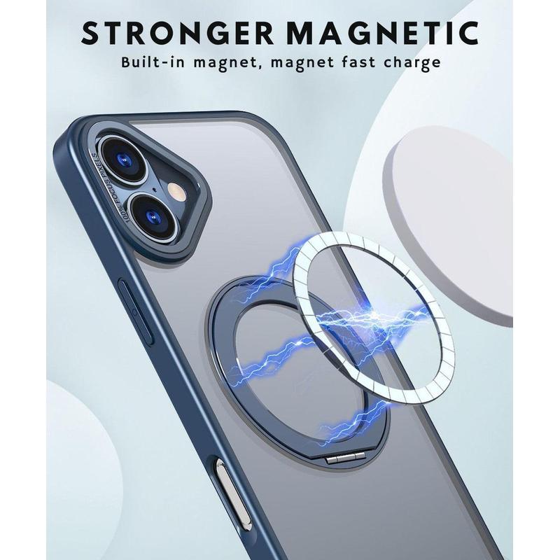 MaxGuard Ring Holder MagSafe Frosted Case for iPhone 16 – Black