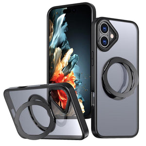 MaxGuard Ring Holder MagSafe Frosted Case for iPhone 16 – Black