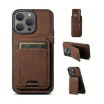 PU Leather Case With Card Slots for iPhone 12 / 12 Pro - Brown