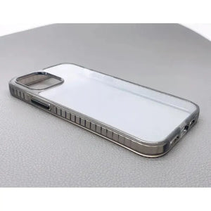 Premium TPU Scratch Resistant Case with Black Crystal Glitter Frame for iPhone 12 Pro Max / iPhone 13 Pro Max- Clear