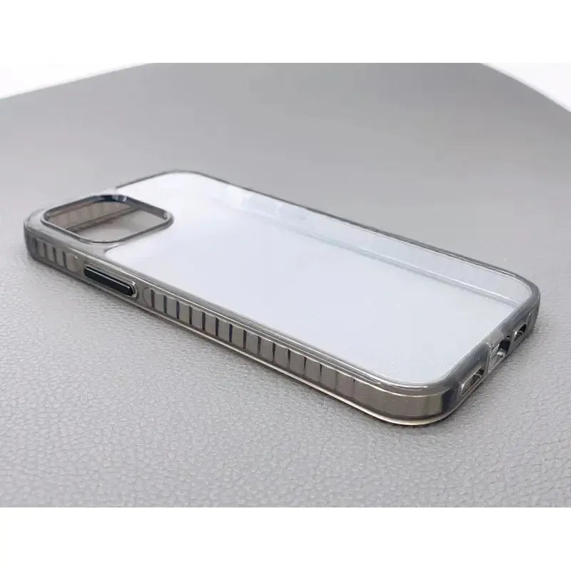 Premium TPU Scratch Resistant Case with Black Crystal Glitter Frame for iPhone 12 Pro Max / iPhone 13 Pro Max- Clear