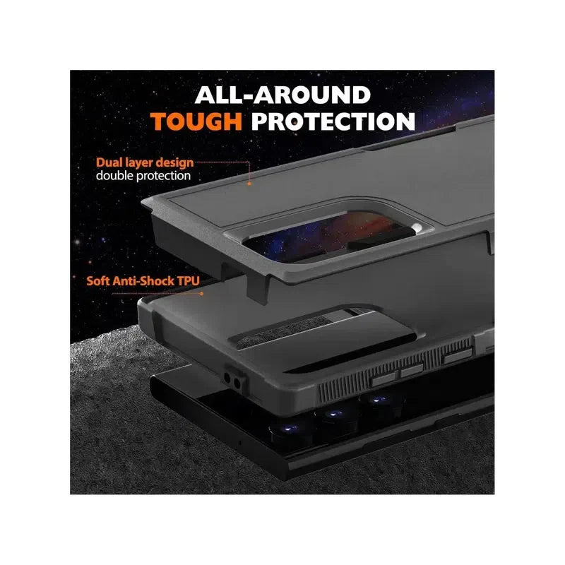 Rugged Shockproof Heavy Duty Case for Samsung Galaxy A12 - Black