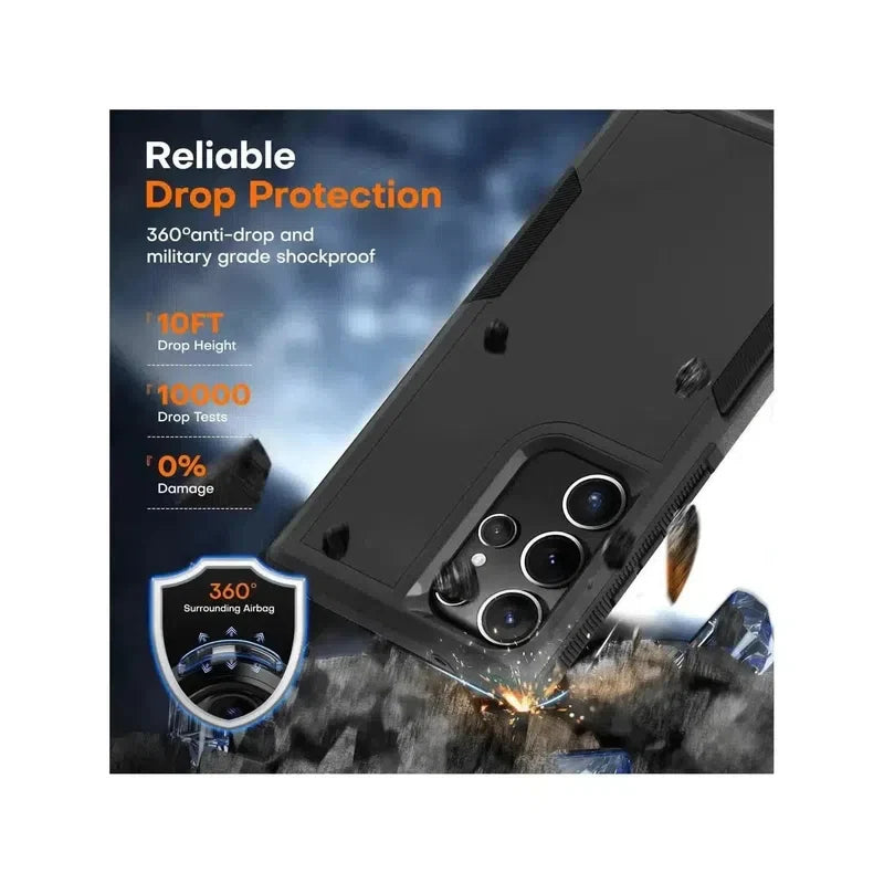 Rugged Shockproof Heavy Duty Case for Samsung Galaxy S24 - Black