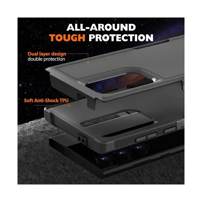 Rugged Shockproof Heavy Duty Case for Samsung Galaxy S24 Plus / S25 Plus - Black