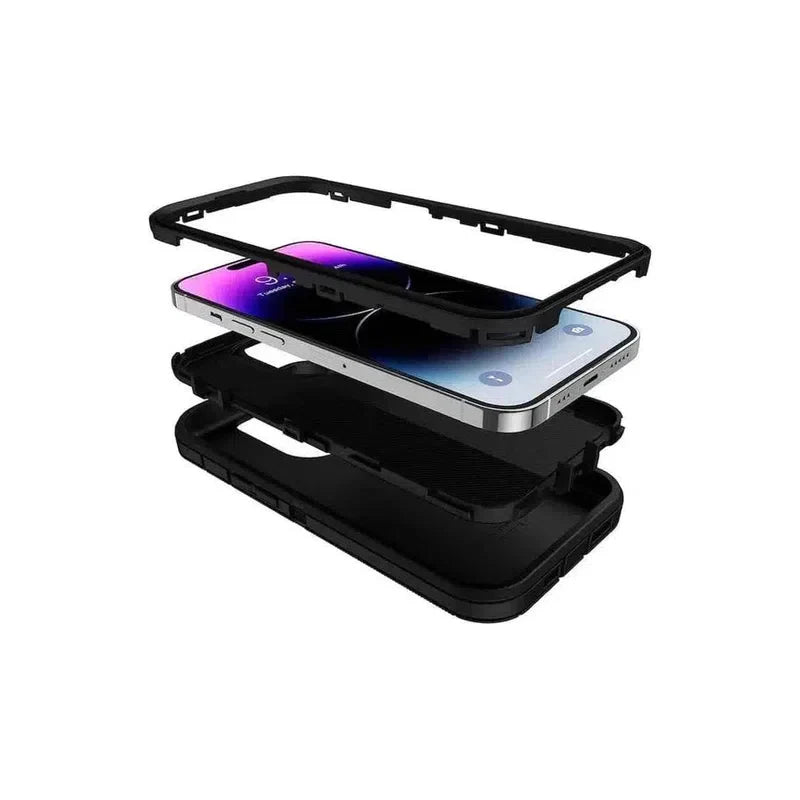 Rugged Shockproof Heavy Duty Case for iPhone 13 / 14 / 15 - Black
