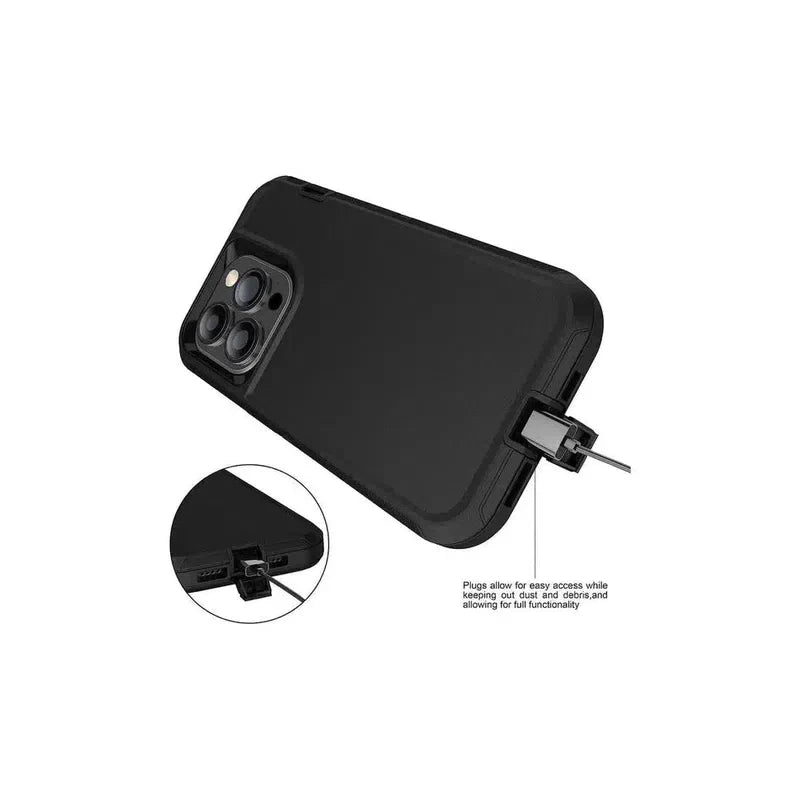 Rugged Shockproof Heavy Duty Case for iPhone 13 / 14 / 15 - Black