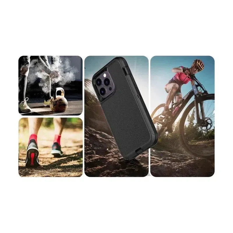 Rugged Shockproof Heavy Duty Case for iPhone 13 / 14 / 15 - Black