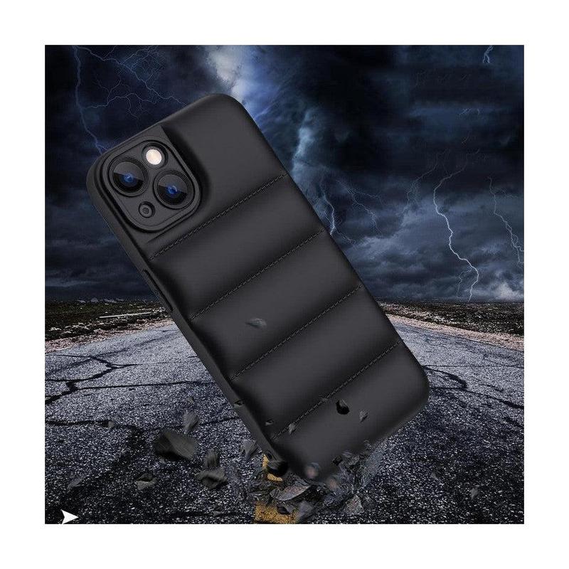 Soft Puffer Jacket Style Mobile Phone Case for iPhone 14 - Black