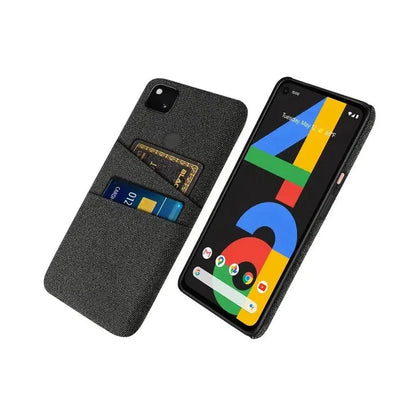 Textured Fabric Luxury Case With Card Holder Slot for Google Pixel 5