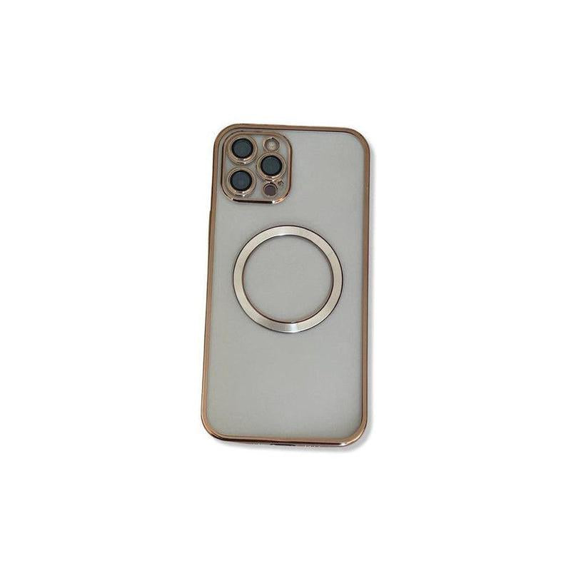 Transparent Wireless Charging Magnetic Case for iPhone 13 Pro - Metallic Gold