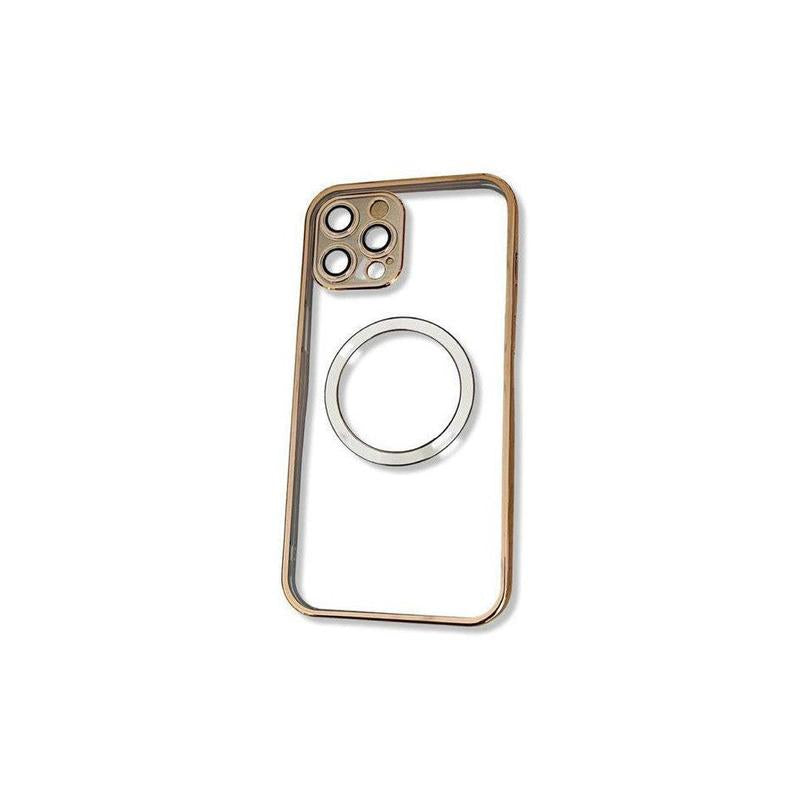 Transparent Wireless Charging Magnetic Case for iPhone 13 Pro - Metallic Gold
