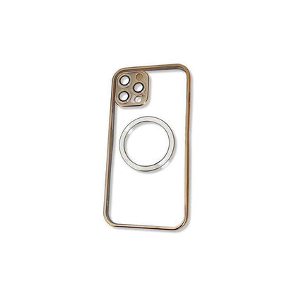 Transparent Wireless Charging Magnetic Case for iPhone 13 Pro - Metallic Gold