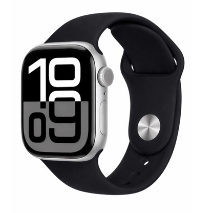 Apple Watch Series 10 46mm Aluminium GPS + Cellular Silver with Black Sport Band (100% Battery) - Premium Pre-owned
