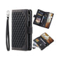 Zipper Wallet Mobile Phone Case for Apple iPhone 13 Pro Max with Wrist Strap - Black