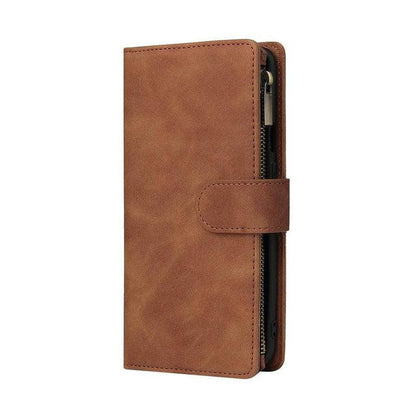 Zipper Wallet Mobile Phone Case for Google Pixel 4 with Strap - Brown