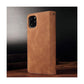 Zipper Wallet Mobile Phone Case for iPhone 14 /iPhone 13 with Wrist Strap Brown