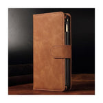 Zipper Wallet Mobile Phone Case for iPhone 14 /iPhone 13 with Wrist Strap Brown